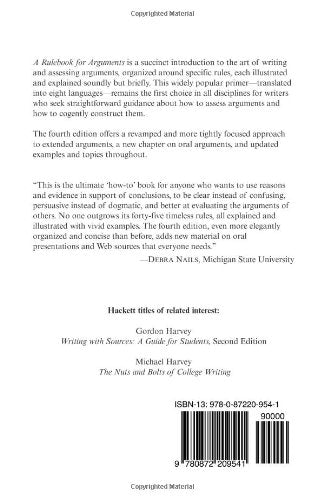 A Rulebook For Arguments (Hackett Student Handbooks),Used