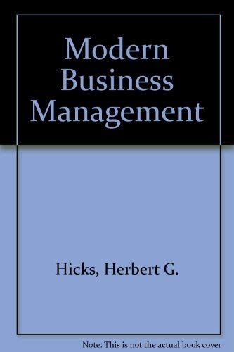 Modern Business Management: A Systems and Environmental Approach,Used