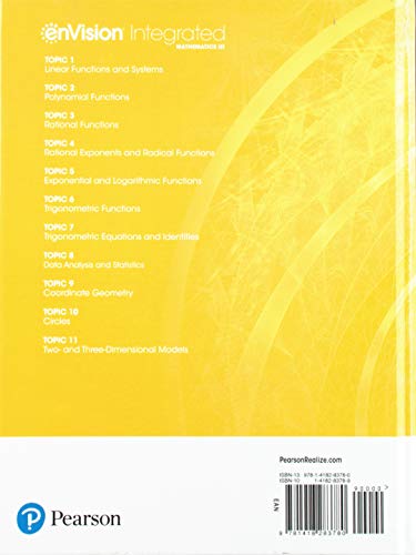 ENVISIONAGA INTEGRATED MATHEMATICS III 2019 STUDENT EDITION,Used