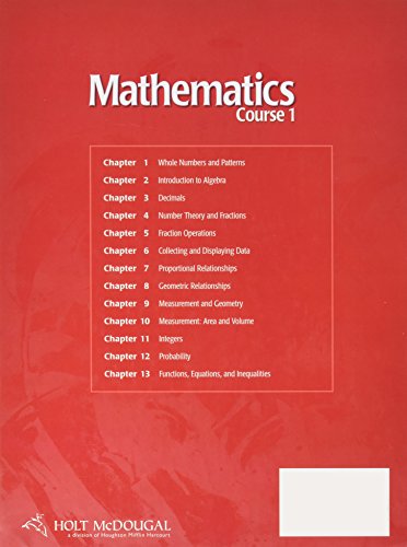 Holt McDougal Mathematics Course 1, Teacher's Edition,Used