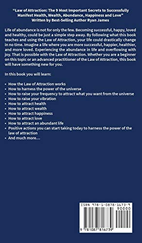 Law of Attraction: The 9 Most Important Secrets to Successfully Manifest Health, Wealth, Abundance, Happiness and Love,Used
