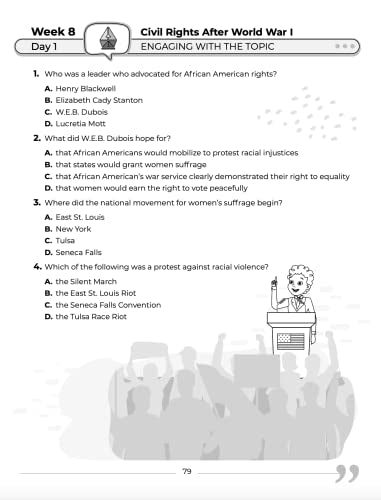 8th Grade Social Studies: Daily Practice Workbook | 20 Weeks of Fun Activities | History | Civic and Government | Geography | Ec,Used