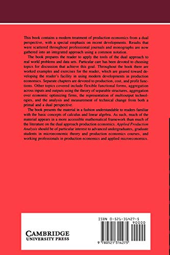 Applied Production Analysis: A Dual Approach,New