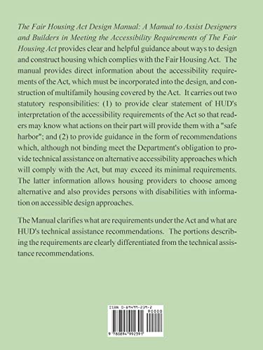 Fair Housing ACT Design Manual: A Manual to Assist Designers and Builders in Meeting the Accessibility Requirements of the Fair ,Used