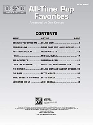10 for 10 Sheet Music AllTime Pop Favorites: Piano Solos,Used