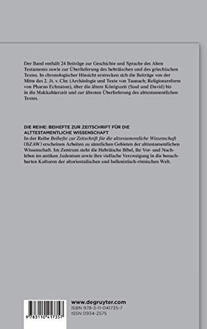 Geschichte, Sprache und Text: Studien zum Alten Testament und seiner Umwelt (Beihefte zur Zeitschrift fr die alttestamentliche W,Used
