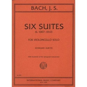 Bach, Js  6 Suites Bwv 1007 1012 For Cello  Arranged By Kurtz  International Edition