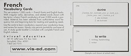 French Vocabulary Cards: Academic Study Card Set,Used