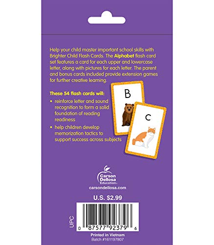 Carson Dellosa 54 Alphabet Flash Cards, Abc Learning Resources For Preschool And Kindergarten, Phonics Games And Letter Recognit