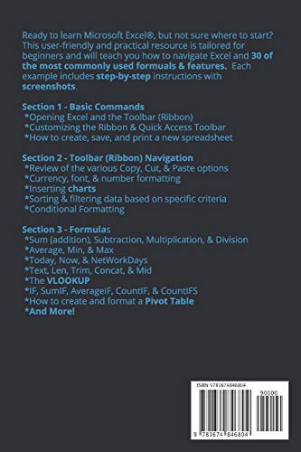 2019 Microsoft Excel For Beginners + 30 Formulas & Features The StepByStep Guide (The Excel 2019 StepByStep Series),Used
