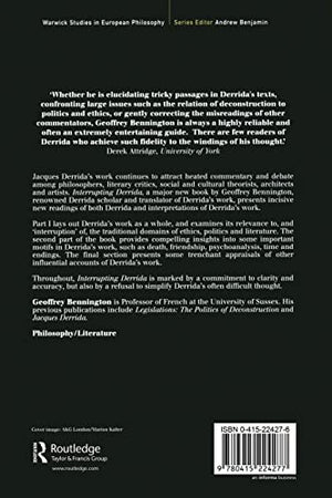 Interrupting Derrida (Warwick Studies in European Philosophy),Used