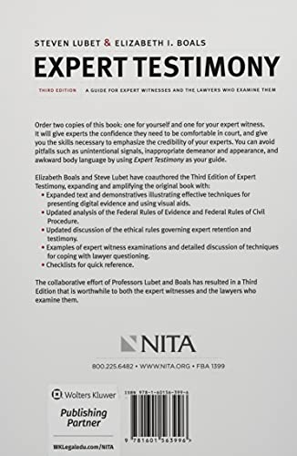 Expert Testimony: Third Edition A Guide For Expert Witnesses And The Lawyers Who Examine Them (Nita)