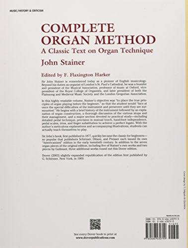Complete Organ Method: A Classic Text On Organ Technique (Dover Books On Music: Instruction)-used