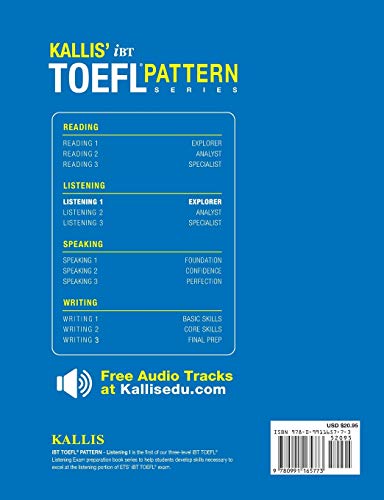 KALLIS' TOEFL iBT Pattern Listening 1: Basic Skills (College Test Prep 2016 + Study Guide Book + Practice Test + Skill Building ,Used