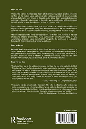 Critical Social Theory in Public Administration,Used