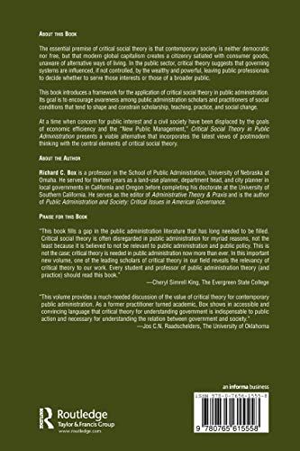 Critical Social Theory in Public Administration,Used