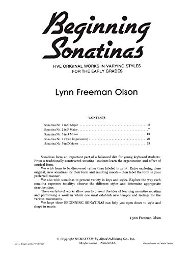 Beginning Sonatinas: Five Original Works in Varying Styles for the Early Grades,Used