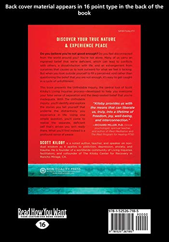 The Unfindable Inquiry: One Simple Tool that Reveals Happiness, Love, and Peace,Used