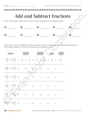 Evanmoor Common Core Math Centers, Grade 5 (Take It To Your Seat: Math Centers)