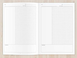 Cornell Notes Notebook: Note Taking with Graph Paper Quad Grid, Index and Numbered Pages, Stripes,Used