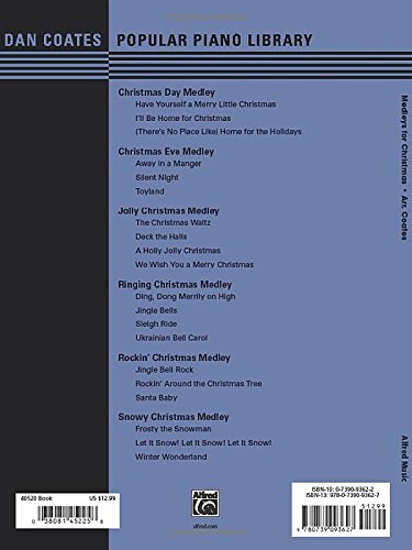 Dan Coates Popular Piano Library  Medleys for Christmas,Used