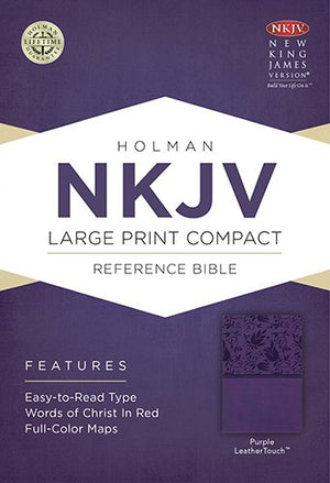 NKJV Large Print Compact Reference Bible, Purple LeatherTouch,Used