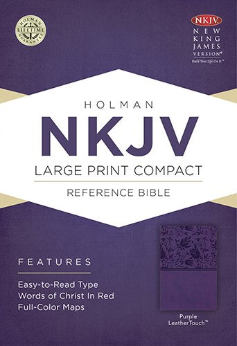 NKJV Large Print Compact Reference Bible, Purple LeatherTouch,Used
