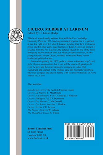 Cicero: Murder At Larinum: Selections From The Pro Cluentio (Latin Texts)