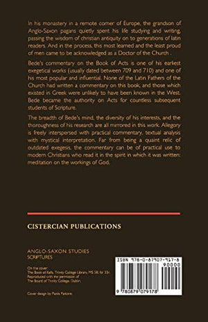 The Venerable Bede Commentary on the Acts of the Apostles (Cistercian Studies Series , No 117) (Volume 117),Used
