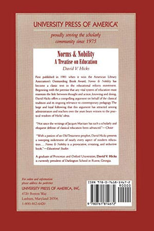 Norms and Nobility: A Treatise on Education,Used