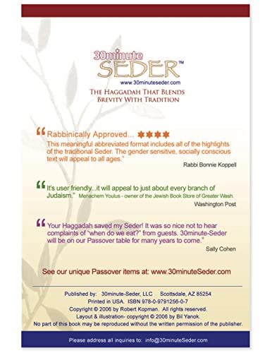 30 Minute Seder: The Haggadah That Blends Brevity With Tradition,New
