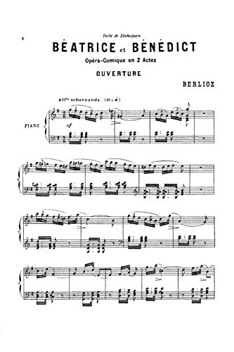Beatrice and Benedict: A Comic Opera in Two Acts (French Edition),Used