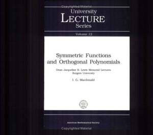 Symmetric Functions And Orthogonal Polynomials (University Lecture Series, Vol 12) Ulect/12,Used