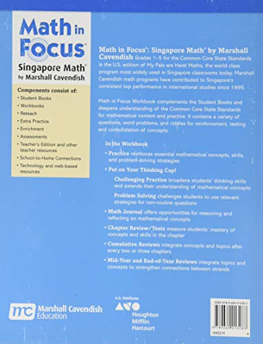 Math In Focus: A Singapore Approach Student Workbook, Grade 4A,Used