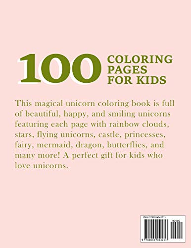Unicorn Coloring Book: For Kids Ages 48  100 coloring pages, 8.5 x 11 inches,Used