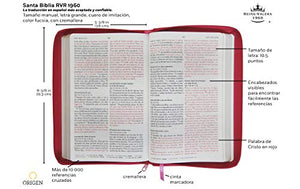 Biblia Reina Valera 1960 Letra Grande. Smil Piel Fucsia, Cremallera, Tamao Manual / Spanish Holy Bible Rvr 1960. Handy Size, Lar