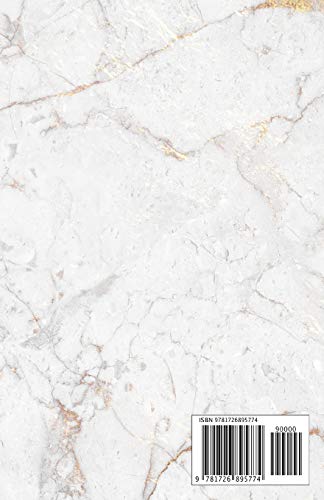 Notebook: Beautiful and Trendy White Marble and Shiny Gold  5.5 x 8.5  A5 Size (Trendy Marble & Gold),Used