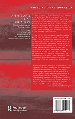 Affect and Legal Education: Emotion in Learning and Teaching the Law (Emerging Legal Education),Used