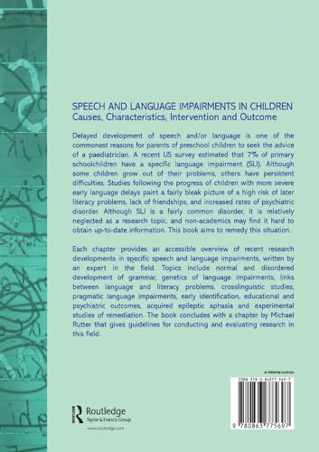 Speech And Language Impairments In Children: Causes, Characteristics, Intervention And Outcome,Used