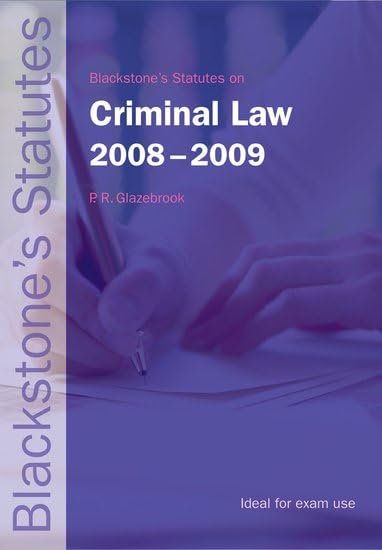 Blackstone's Statutes on Criminal Law 20082009 (Blackstone's Statute Book Series),Used