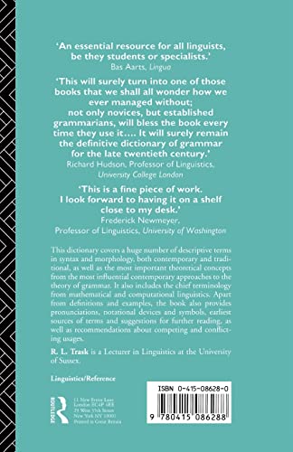 A Dictionary Of Grammatical Terms In Linguistics