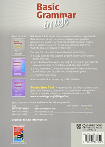 Basic Grammar In Use Student'S Book With Answers And Cdrom: Selfstudy Reference And Practice For Students Of North American En,New