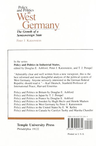 Policy & Politics West Germany (Policy & Politics in Industrial States),New