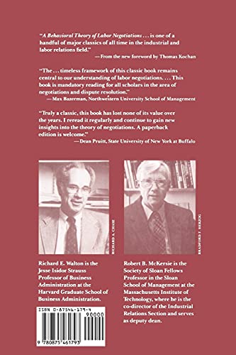 A Behavioral Theory of Labor Negotiations: An Analysis of a Social Interaction System (Ilr Press Books),Used