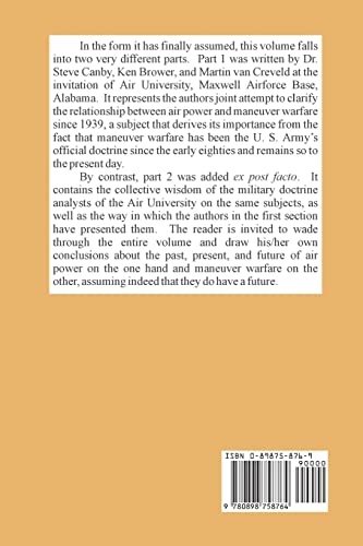 Air Power and Maneuver Warfare,Used