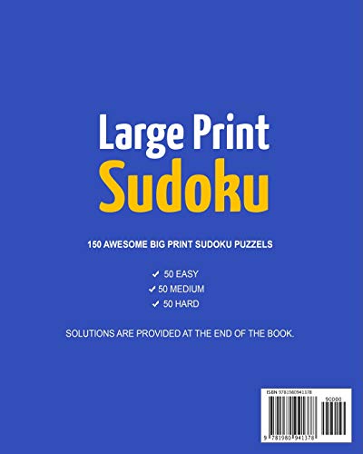 SUDOKU Large Print Puzzle Book: 150 Puzzles  Easy, Medium and Hard + Solutions: 1 Sudoku per Page (Sudoku Series),Used