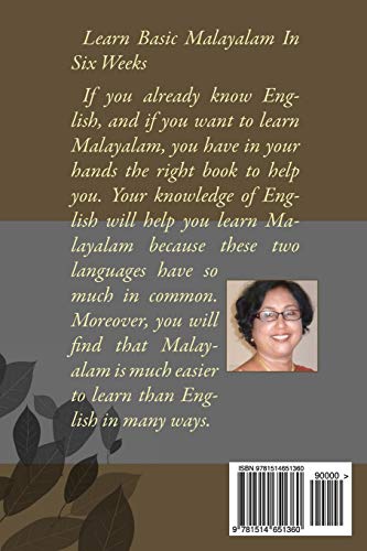 Learn Basic Malayalam In Six Weeks: With Daily Worksheets & Answer Key,Used