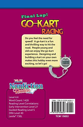 Teacher Created Materials  TIME For Kids Informational Text: Final Lap! GoKart Racing  Grade 4  Guided Reading Level R,Used