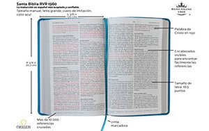 Biblia Reina Valera 1960 Letra Grande. Smil Piel Azul, Tamao Manual / Spanish Holy Bible Rvr 1960. Handy Size, Large Print, Bl