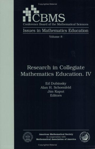 Research in Collegiate Mathematics Education. IV (Cbms Issues in Mathematics Education) (v. 8),Used